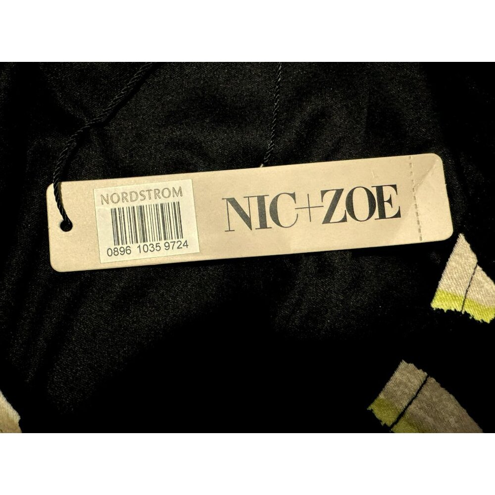 NEW Nic & Zoe Breezy Leaves Midi Dress Sz M Black Multi Lined Side Slit $188 - Picture 9 of 12